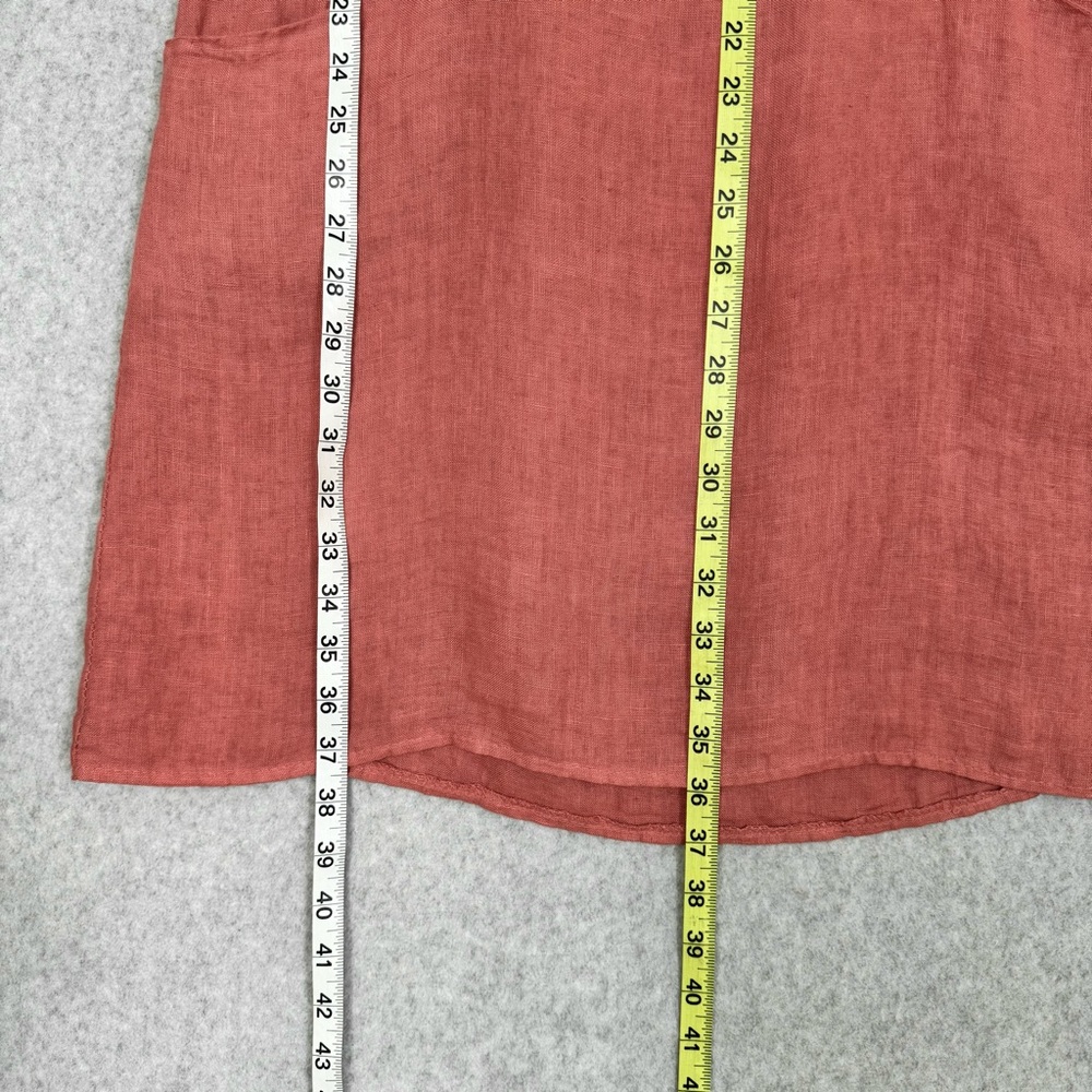 Lungo L'Arno 100% Linen Dress Womens Large Lagenlook Shift Pockets Rosette READ - Picture 14 of 14